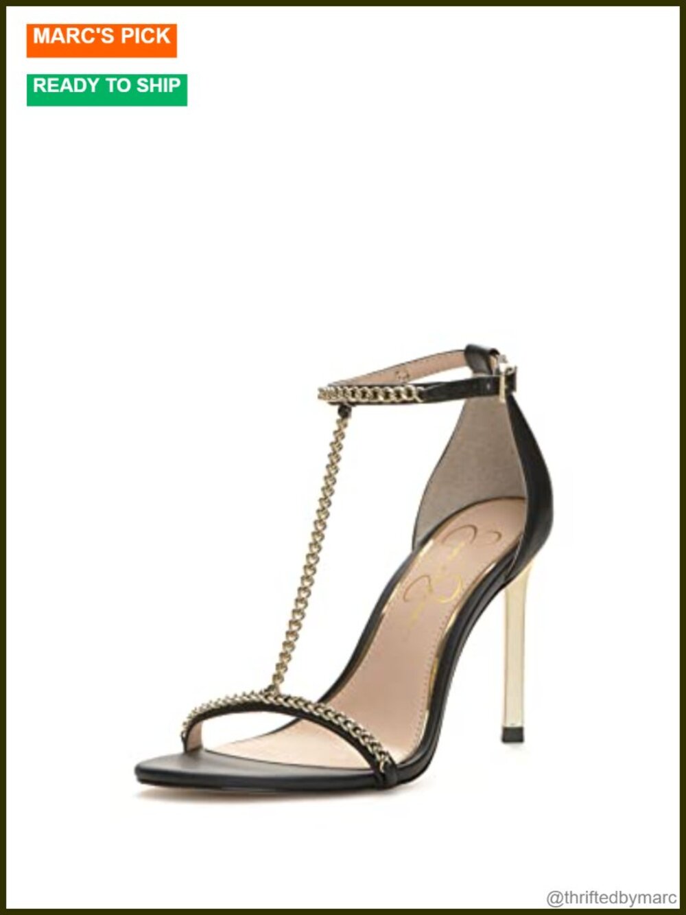 Jessica Simpson Heeled Sandals Women's Qiven T-Strap Chain Detail